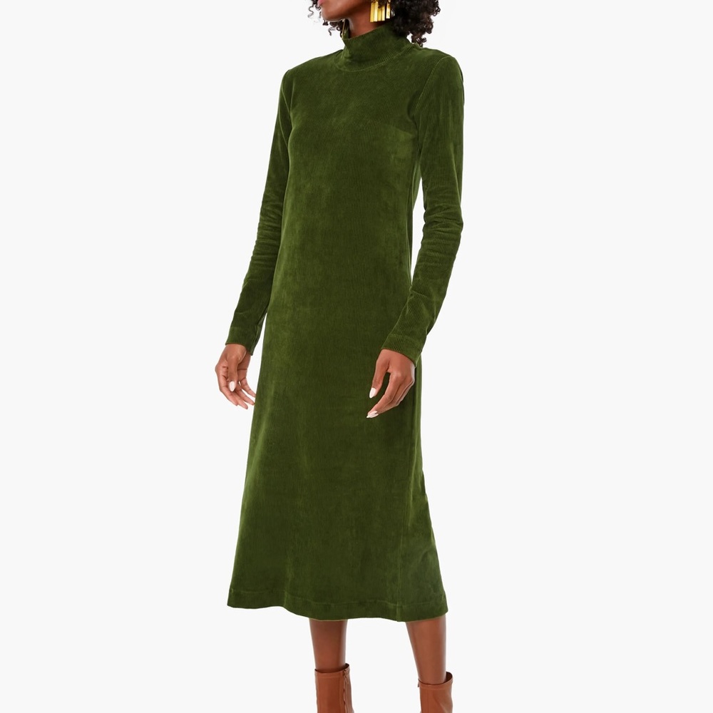Tibi Stretch Corduroy Dress in Pine Size Small